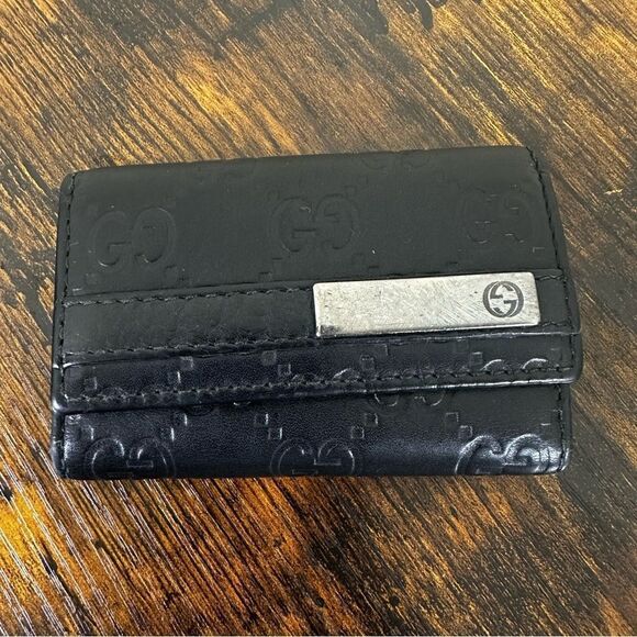Gucci Guccissima Key Case Holder Leather Black - Picture 1 of 11
